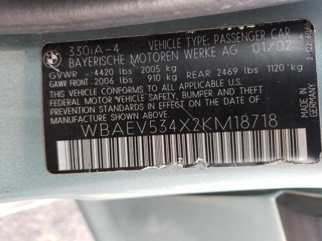 Photo 10 from auction – 2002 BMW 330 I with VIN WBAEV534X2KM18718