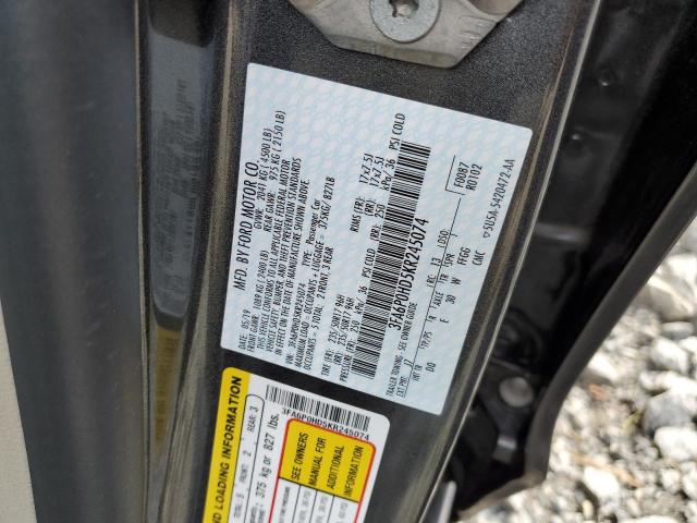 Photo 10 from auction – 2019 FORD FUSION SE with VIN 3FA6P0HD5KR245074