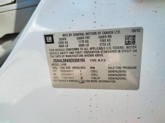 Photo 10 from auction – 2012 CHEVROLET EQUINOX LT with VIN 2GNALDEK8C6358169