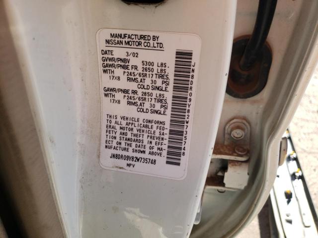 Photo 10 from auction – 2002 NISSAN PATHFINDER with VIN JN8DR09Y82W735748