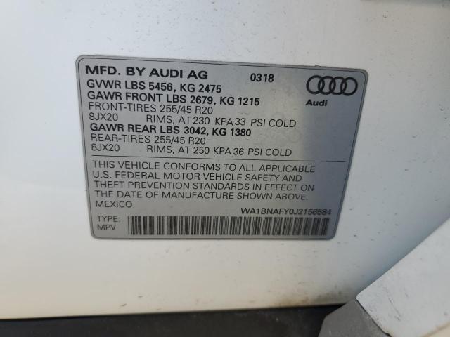 Photo 10 from auction – 2018 AUDI Q5 PREMIUM with VIN WA1BNAFY0J2156584