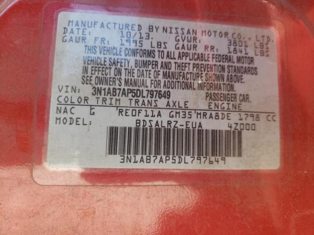 Photo 10 from auction – 2013 NISSAN SENTRA S with VIN 3N1AB7AP5DL797649
