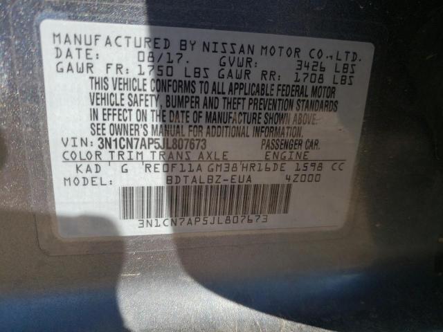Photo 10 from auction – 2018 NISSAN VERSA with VIN 3N1CN7AP5JL807673