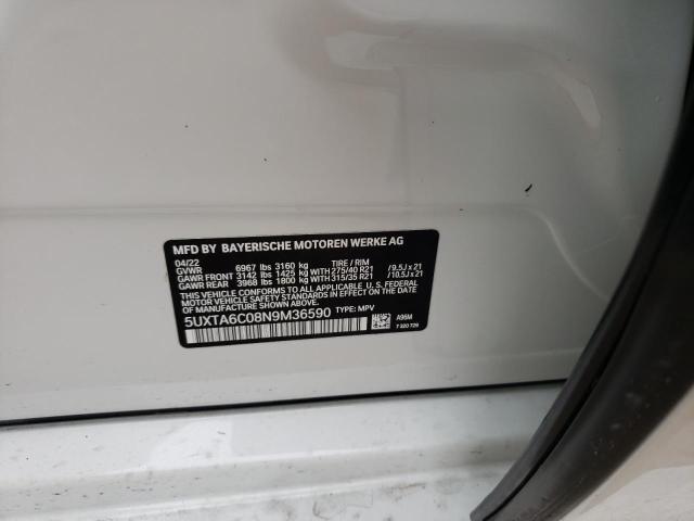 Photo 10 from auction – 2022 BMW X5 XDRIVE4 with VIN 5UXTA6C08N9M36590
