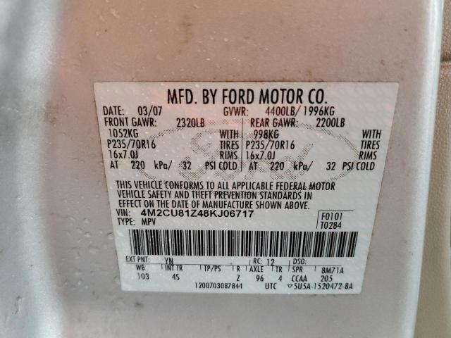 Photo 10 from auction – 2008 MERCURY MARINER with VIN 4M2CU81Z48KJ06717