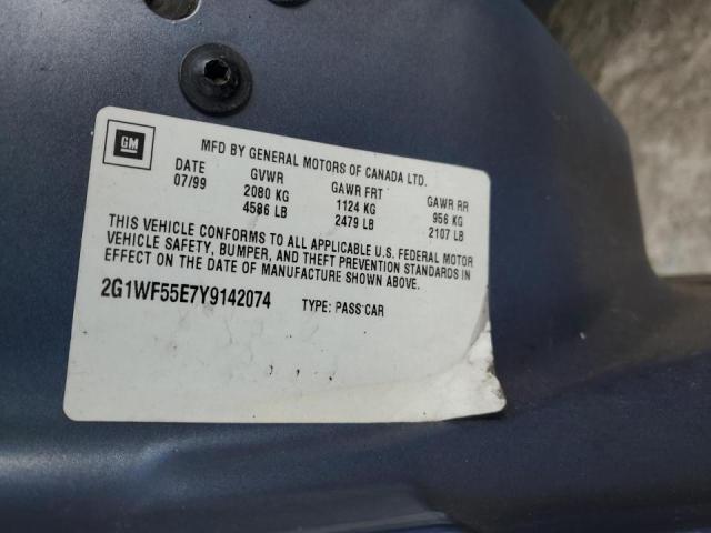 Photo 10 from auction – 2000 CHEVROLET IMPALA with VIN 2G1WF55E7Y9142074