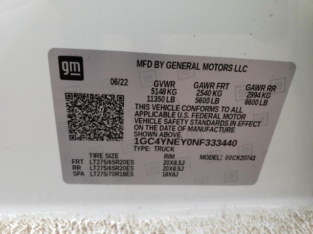 Photo 10 from auction – 2022 CHEVROLET SILVERADO with VIN 1GC4YNEY0NF333440