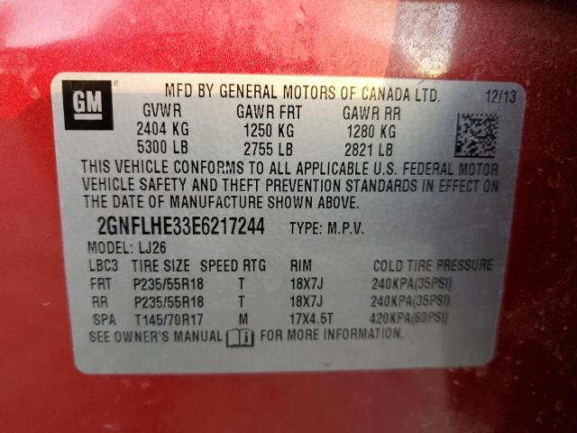Photo 10 from auction – 2014 CHEVROLET EQUINOX LT with VIN 2GNFLHE33E6217244