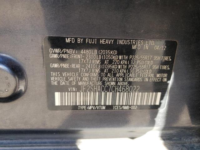 Photo 10 from auction – 2012 SUBARU FORESTER 2 with VIN JF2SHACC7CH468022