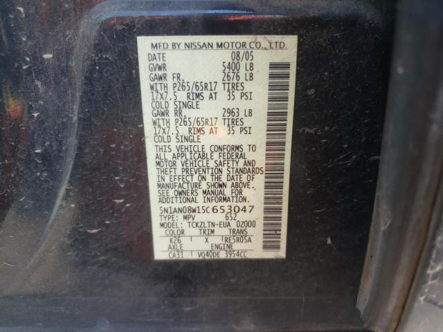 Photo 10 from auction – 2005 NISSAN XTERRA OFF with VIN 5N1AN08W15C653047