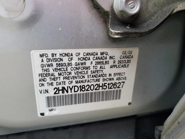 Photo 10 from auction – 2002 ACURA MDX with VIN 2HNYD18202H512627