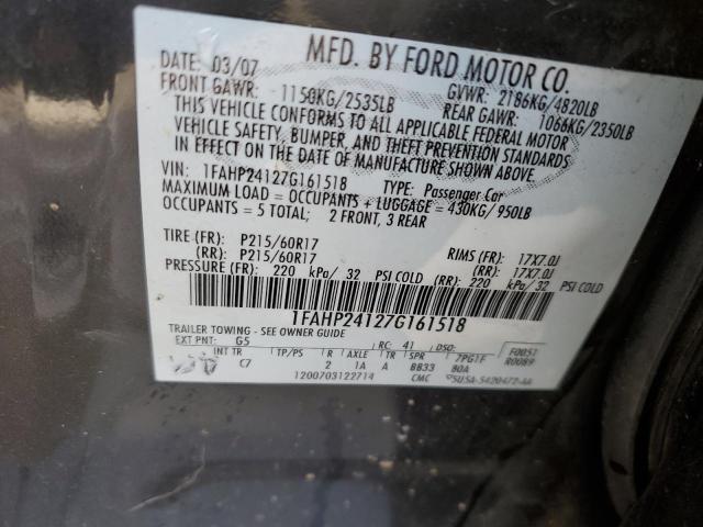 Photo 10 from auction – 2007 FORD FIVE HUNDR with VIN 1FAHP24127G161518