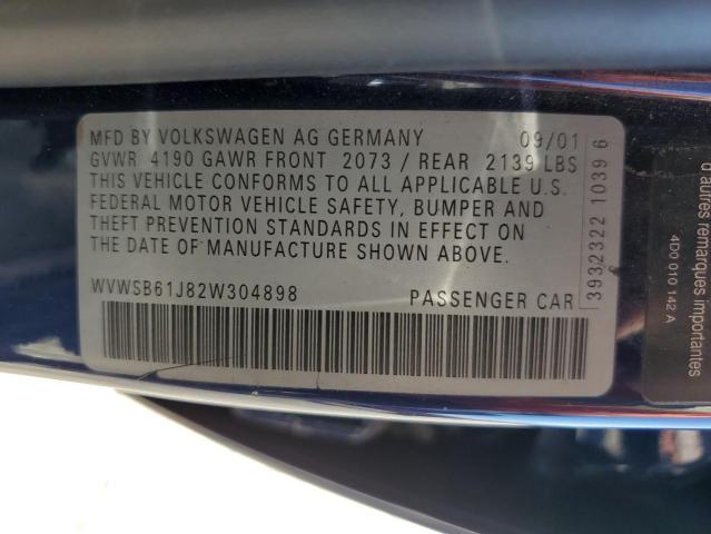 Photo 10 from auction – 2002 VOLKSWAGEN JETTA GLS with VIN WVWSB61J82W304898