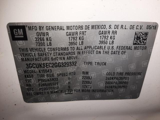 Photo 10 from auction – 2016 CHEVROLET SILVERADO with VIN 3GCUKSEC2GG329332