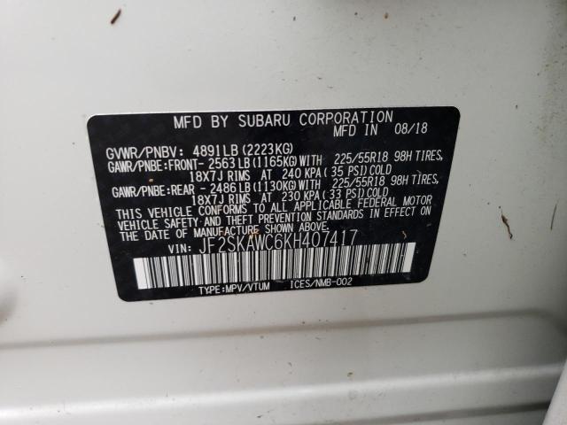 Photo 10 from auction – 2019 SUBARU FORESTER T with VIN JF2SKAWC6KH407417