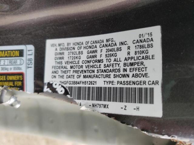 Photo 10 from auction – 2015 HONDA CIVIC EX with VIN 2HGFG3B84FH512621