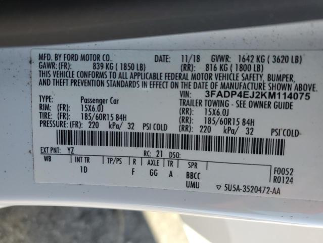 Photo 10 from auction – 2019 FORD FIESTA SE with VIN 3FADP4EJ2KM114075