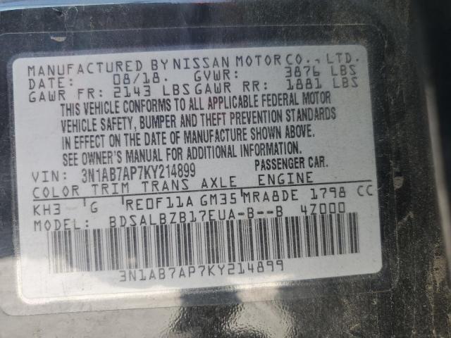 Photo 10 from auction – 2019 NISSAN SENTRA S with VIN 3N1AB7AP7KY214899