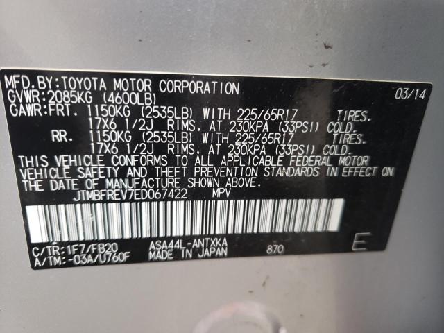 Photo 10 from auction – 2014 TOYOTA RAV4 LE with VIN JTMBFREV7ED067422
