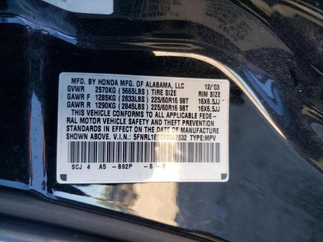 Photo 10 from auction – 2004 HONDA ODYSSEY EX with VIN 5FNRL18944B047532