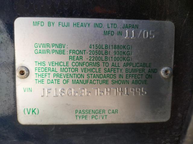 Photo 10 from auction – 2006 SUBARU FORESTER 2 with VIN JF1SG63676H741995