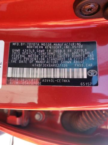 Photo 10 from auction – 2010 TOYOTA CAMRY BASE with VIN 4T4BF3EK6AR027136