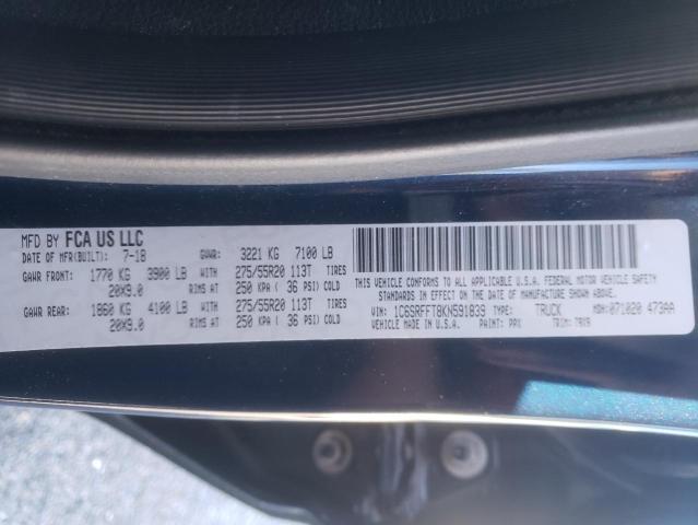 Photo 10 from auction – 2019 RAM 1500 BIG H with VIN 1C6SRFFT8KN591839