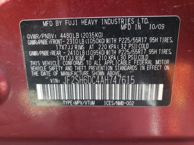 Photo 10 from auction – 2010 SUBARU FORESTER 2 with VIN JF2SH6DC4AH747615