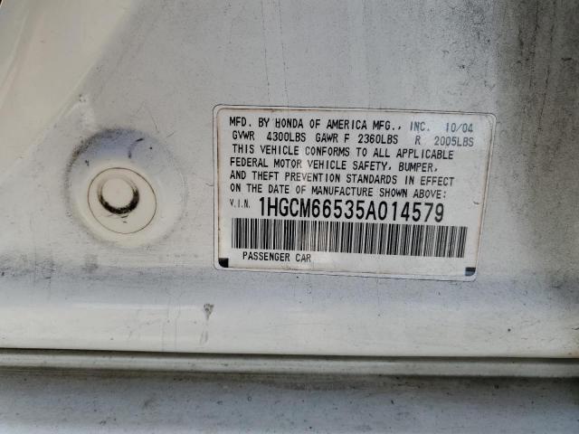 Photo 10 from auction – 2005 HONDA ACCORD EX with VIN 1HGCM66535A014579