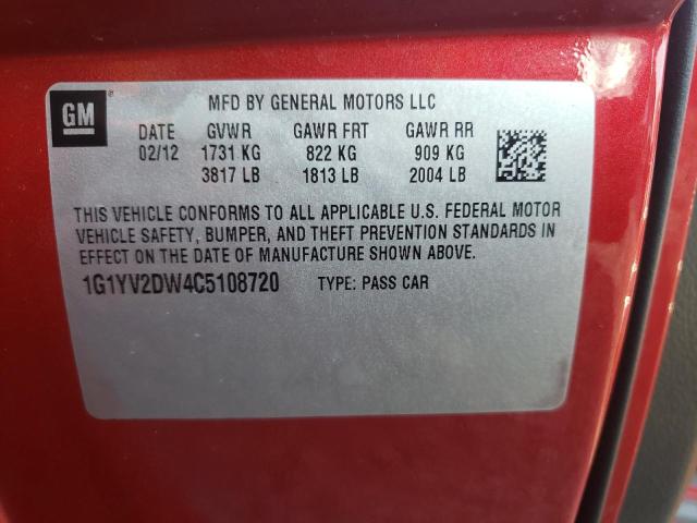 Photo 10 from auction – 2012 CHEVROLET CORVETTE G with VIN 1G1YV2DW4C5108720