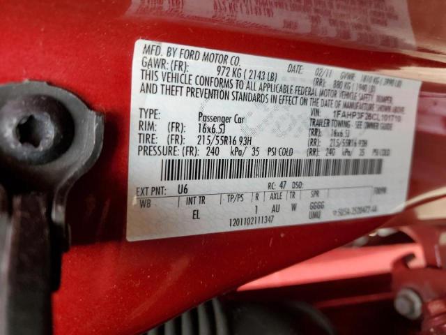 Photo 10 from auction – 2012 FORD FOCUS SE with VIN 1FAHP3F26CL101710
