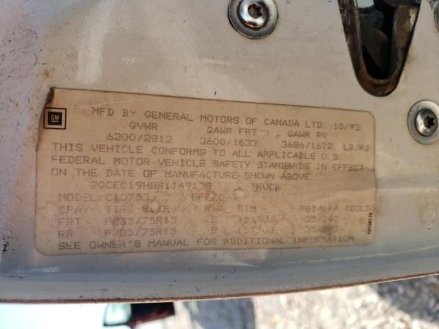 Photo 10 from auction – 1994 CHEVROLET GMT-400 C1 with VIN 2GCEC19H8R1149138