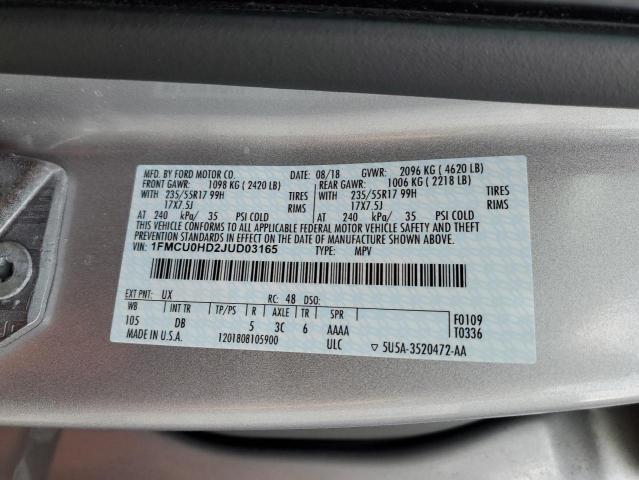 Photo 10 from auction – 2018 FORD ESCAPE SEL with VIN 1FMCU0HD2JUD03165