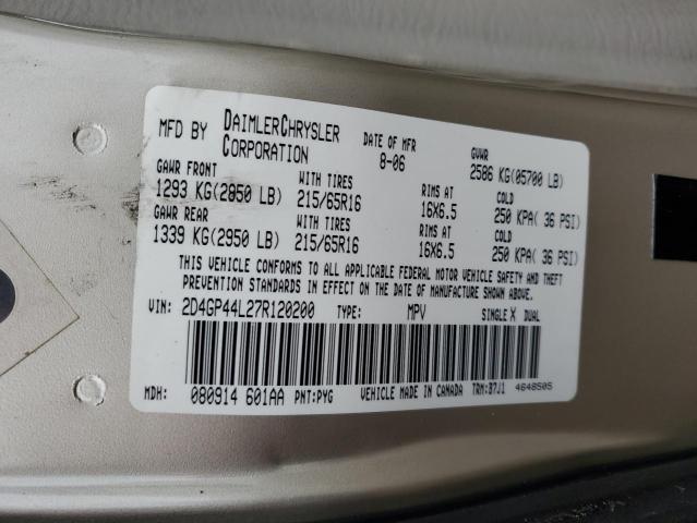 Photo 10 from auction – 2007 DODGE GRAND CARA with VIN 2D4GP44L27R120200