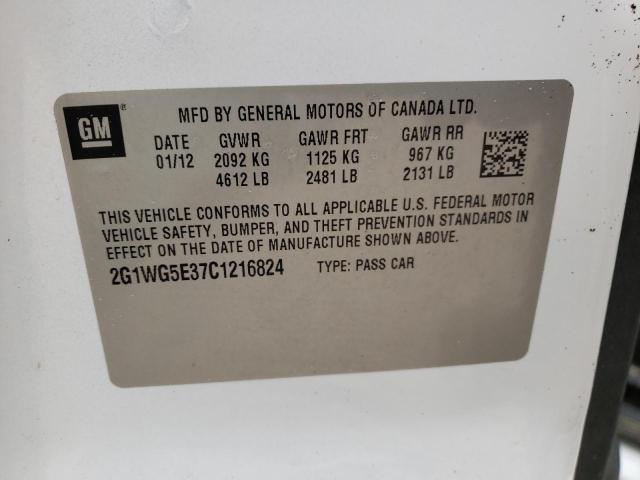 Photo 10 from auction – 2012 CHEVROLET IMPALA LT with VIN 2G1WG5E37C1216824