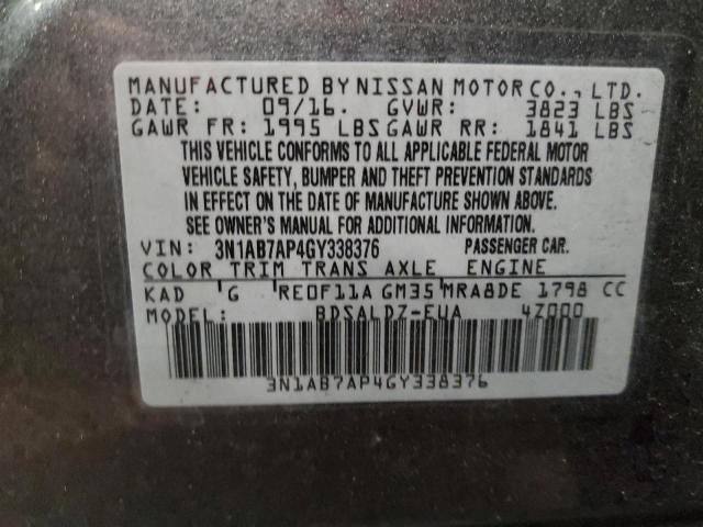 Photo 10 from auction – 2016 NISSAN SENTRA S with VIN 3N1AB7AP4GY338376