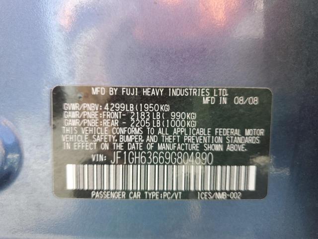Photo 10 from auction – 2009 SUBARU IMPREZA OU with VIN JF1GH63669G804890
