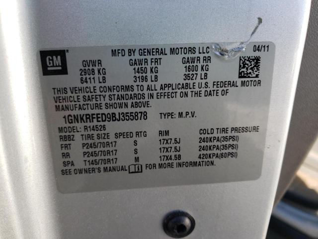 Photo 10 from auction – 2011 CHEVROLET TRAVERSE L with VIN 1GNKRFED9BJ355878