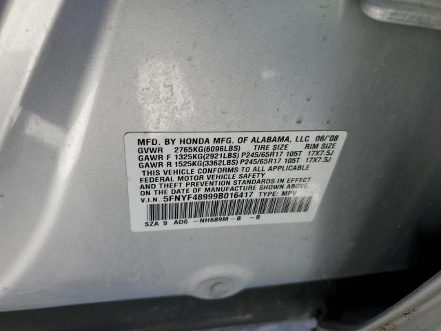 Photo 10 from auction – 2009 HONDA PILOT TOUR with VIN 5FNYF48999B016417