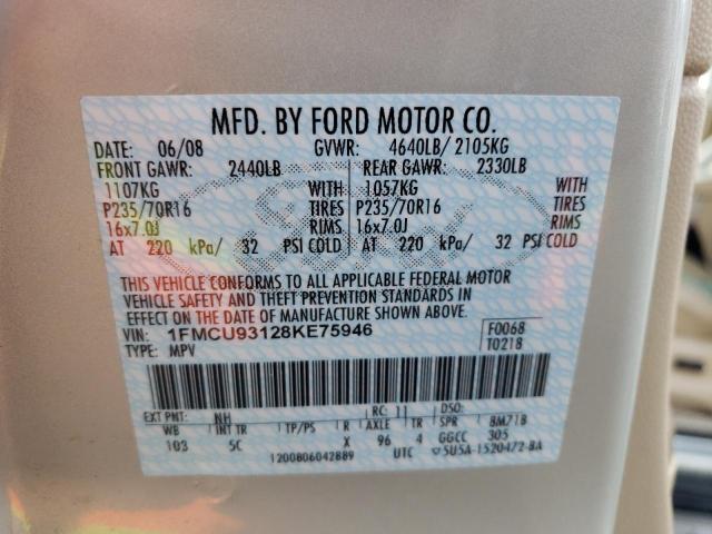 Photo 10 from auction – 2008 FORD ESCAPE XLT with VIN 1FMCU93128KE75946