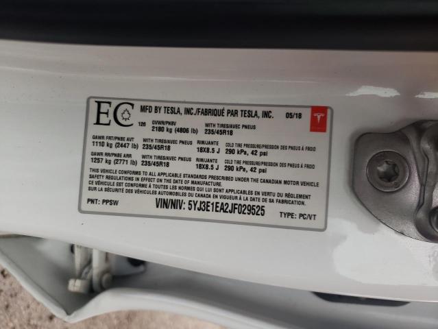 Photo 10 from auction – 2018 TESLA MODEL 3 with VIN 5YJ3E1EA2JF029525