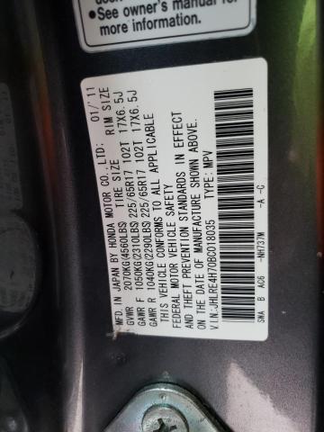 Photo 10 from auction – 2011 HONDA CR-V EXL with VIN JHLRE4H70BC018035