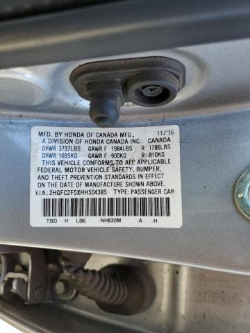 Photo 10 from auction – 2017 HONDA CIVIC LX with VIN 2HGFC2F5XHH504385