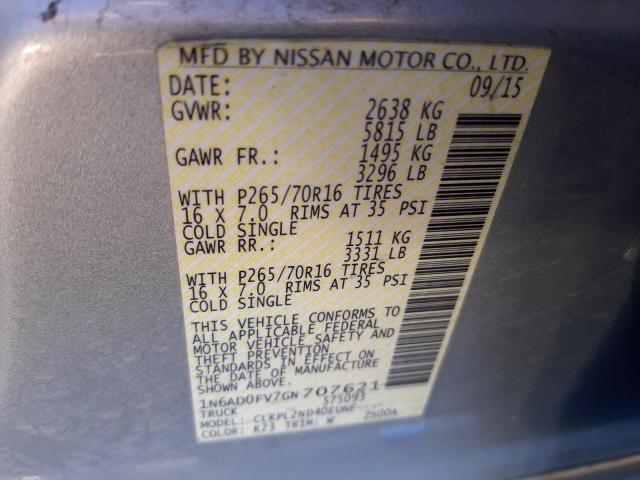 Photo 10 from auction – 2016 NISSAN FRONTIER S with VIN 1N6AD0FV7GN707621