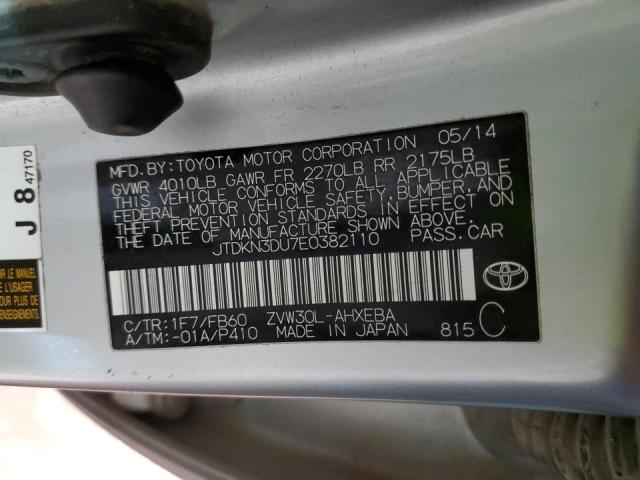 Photo 10 from auction – 2014 TOYOTA PRIUS with VIN JTDKN3DU7E0382110