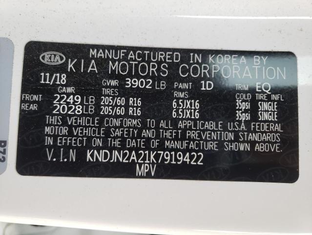 Photo 10 from auction – 2019 KIA SOUL with VIN KNDJN2A21K7919422