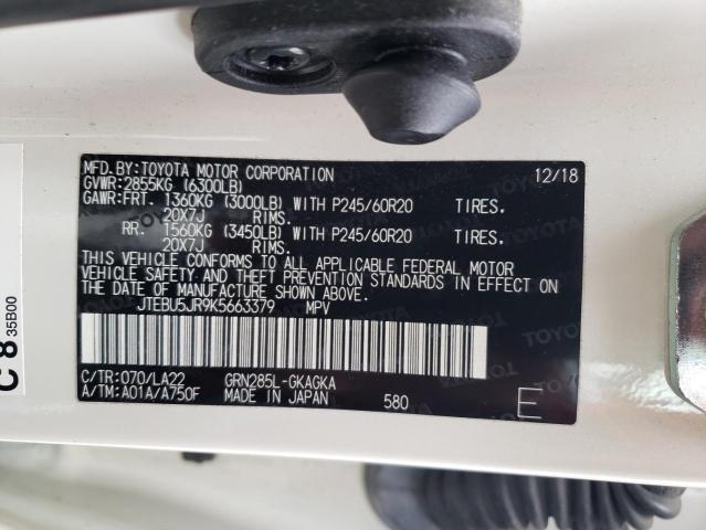 Photo 10 from auction – 2019 TOYOTA 4RUNNER SR with VIN JTEBU5JR9K5663379