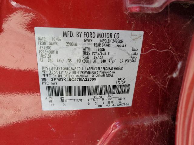 Photo 10 from auction – 2007 FORD EDGE with VIN 2FMDK48C57BA22369