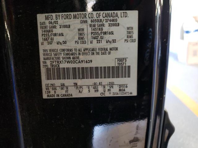 Photo 10 from auction – 2002 FORD F150 with VIN 2FTRX17W02CA91639