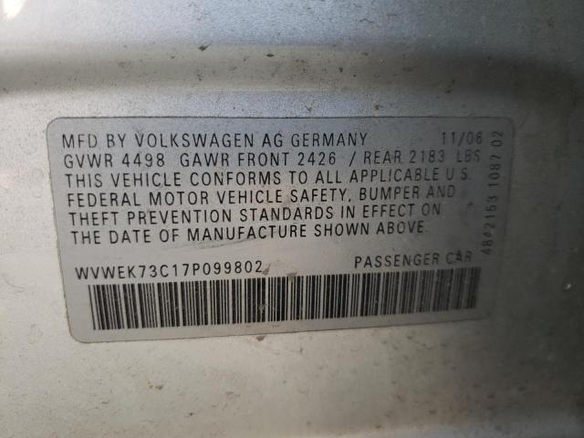 Photo 10 from auction – 2007 VOLKSWAGEN PASSAT 2.0 with VIN WVWEK73C17P099802
